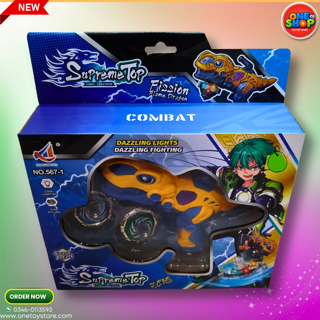 🔥 Supreme Top Fusion Flame Dragon Combat Launcher – Dazzling Lights Battle Toy for Kids