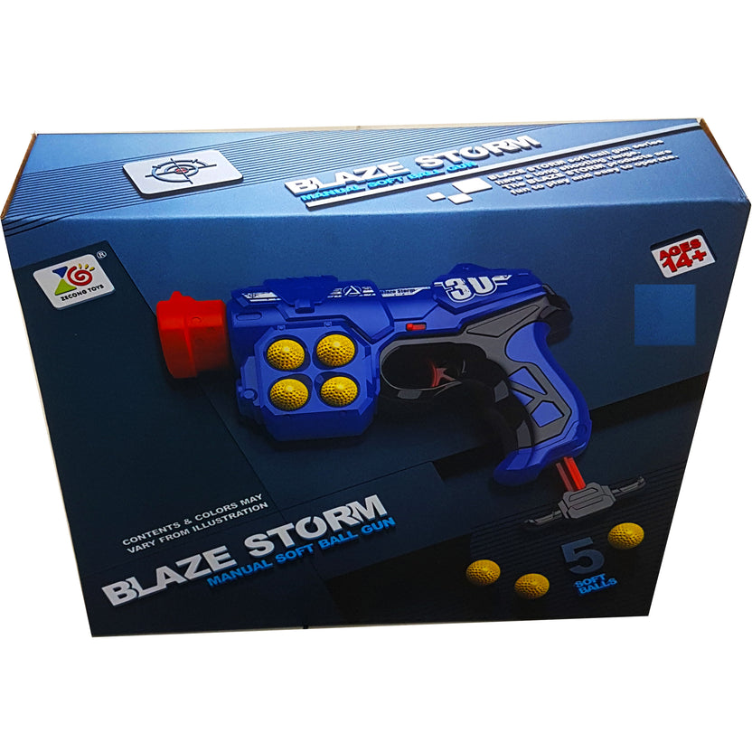 Blaze Storm Manual Soft Bullet Gun - New Arrival Spring-Action Toy for Boys with 5 Soft Balls - High Velocity, Accurate and Safe - Ideal Gift for Kids Main image