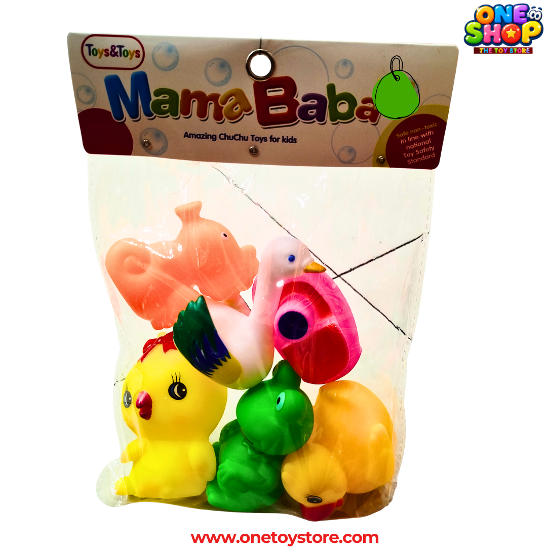 Mama Baby Soft Squeaky Animal Toys Set – 6PCS Baby Bath & Sensory Toys | Non-Toxic Squeeze Toys for Infants & Toddlers | Educational Animal Play Set
