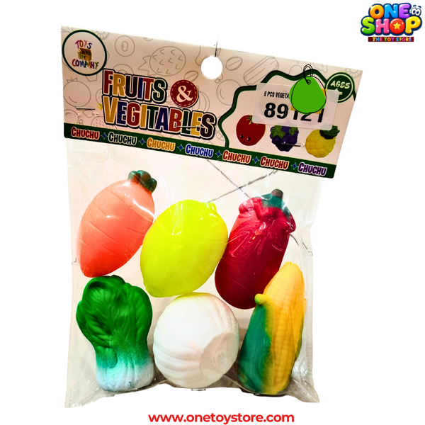 Fruits & Vegetables Soft Squishy Toy Set – 6PCS Educational Vegetable Toys for Kids | Non-Toxic Sensory Squeeze Toys | Pretend Play Learning Food Set for Toddlers 6M+