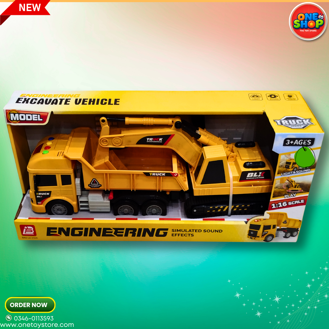 🚜 Engineering Excavator Truck Toy 1:16 Scale – Construction Vehicle with Lights & Sound for Kids
