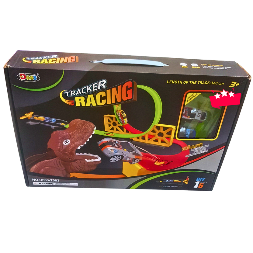Dinosaur Racing Track Set – Tracker Racing Car Launcher with 360° Loop & T-Rex Obstacle (160 cm Track | Ages 3+) Main image