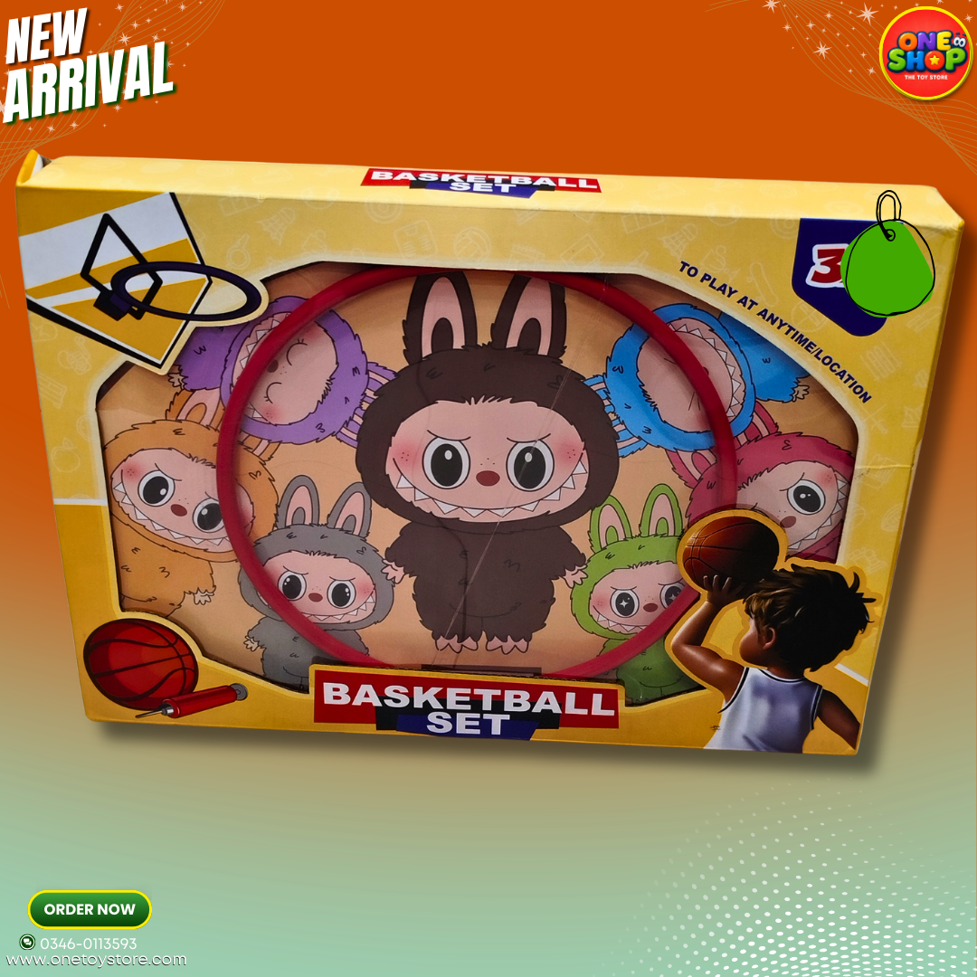 Kids Basketball Set with Hoop & Ball – Cartoon Theme Indoor Wall Mounted Mini Basketball Game for Children 3+ in Pakistan