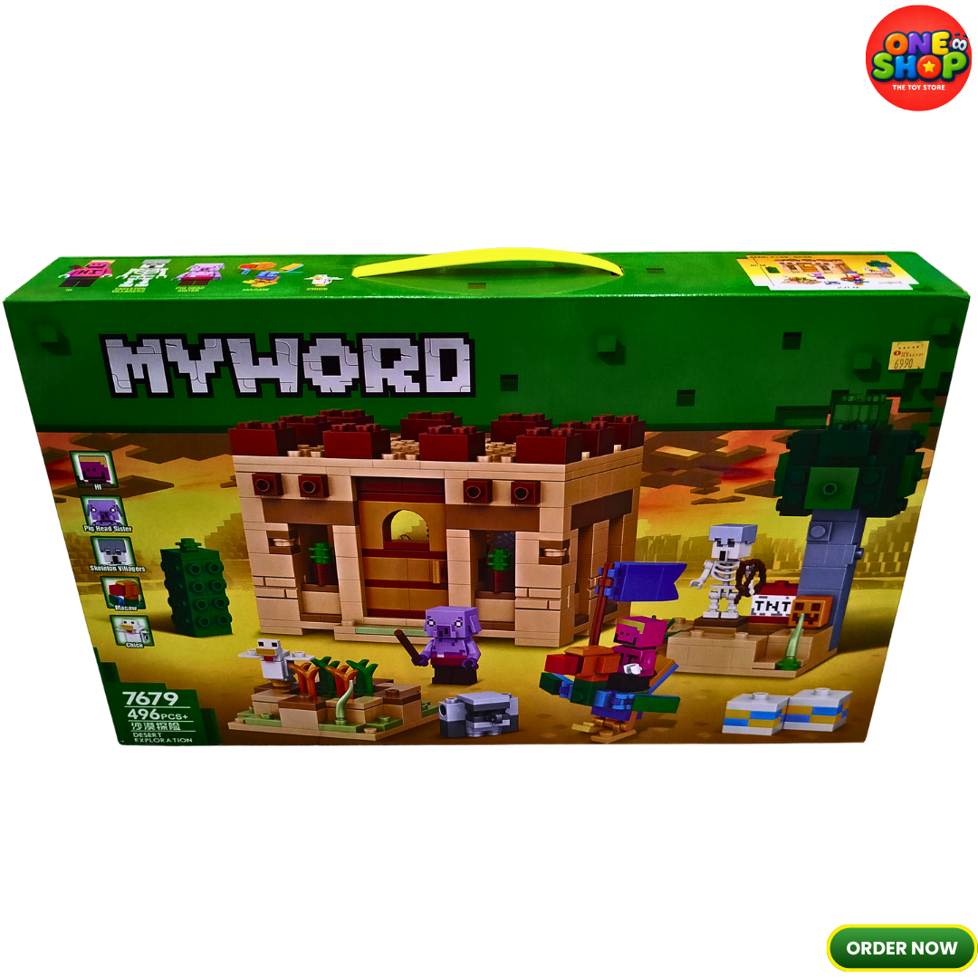 My World Desert Exploration Building Blocks Set – 496+ Pieces Adventure Construction Toy with Figures, Animals & Desert Temple for Kids 6+