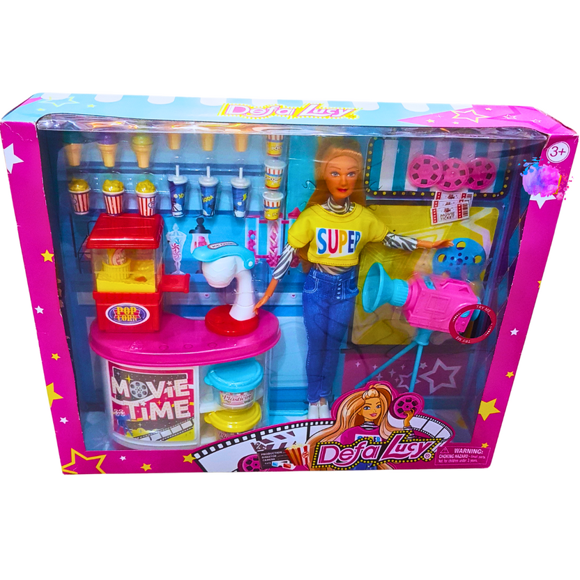 Defa Lucy Movie Time Playset – Fun Cinema Doll with Popcorn Machine and Accessories – Perfect Gift for Girls 3+ Main image