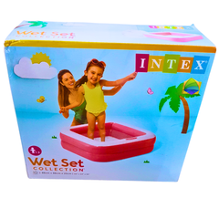 Intex Wet Set Inflatable Square Baby Pool (1–3 Years) – 86cm Toddler Pool with Soft Base and Colorful Design
