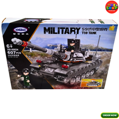XINGBAO Military T59 Tank Building Blocks Set – 607 Pieces Army Battle Tank Construction Toy with Soldier Figure for Kids 6+ | Model XB-50024
