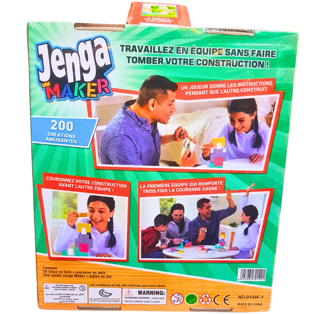 Jenga Maker - Team Building Block Game (French Edition) | Family Game for Ages 8+ | 200 Challenge Cards Secondary image