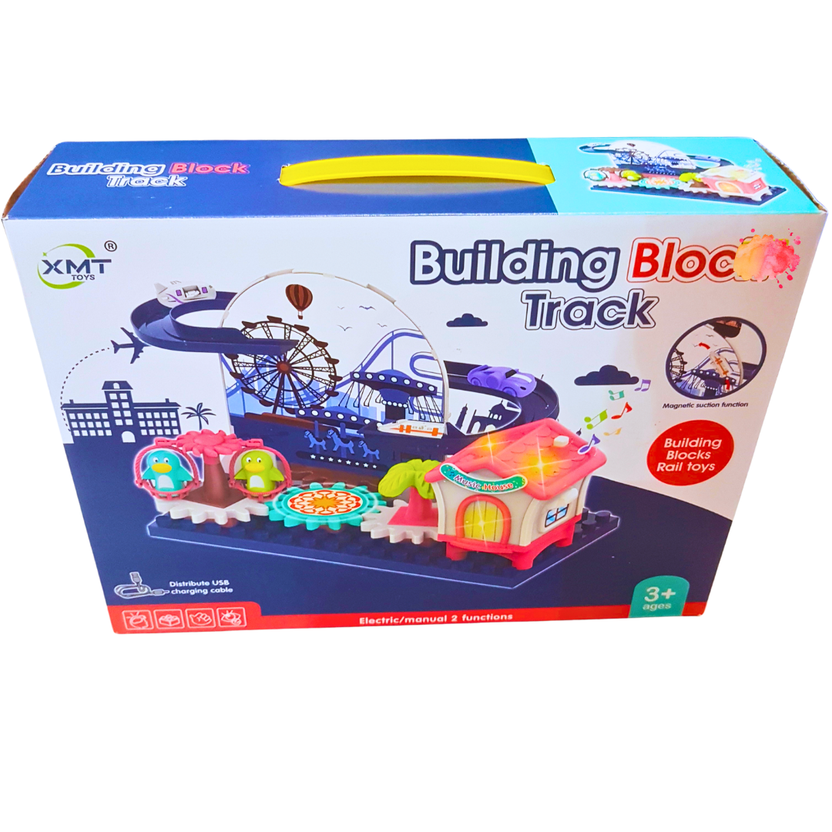 Building Block Track Set with Magnetic Function & USB Charging | Electric & Manual Rail Toy for Kids 3+ Main image