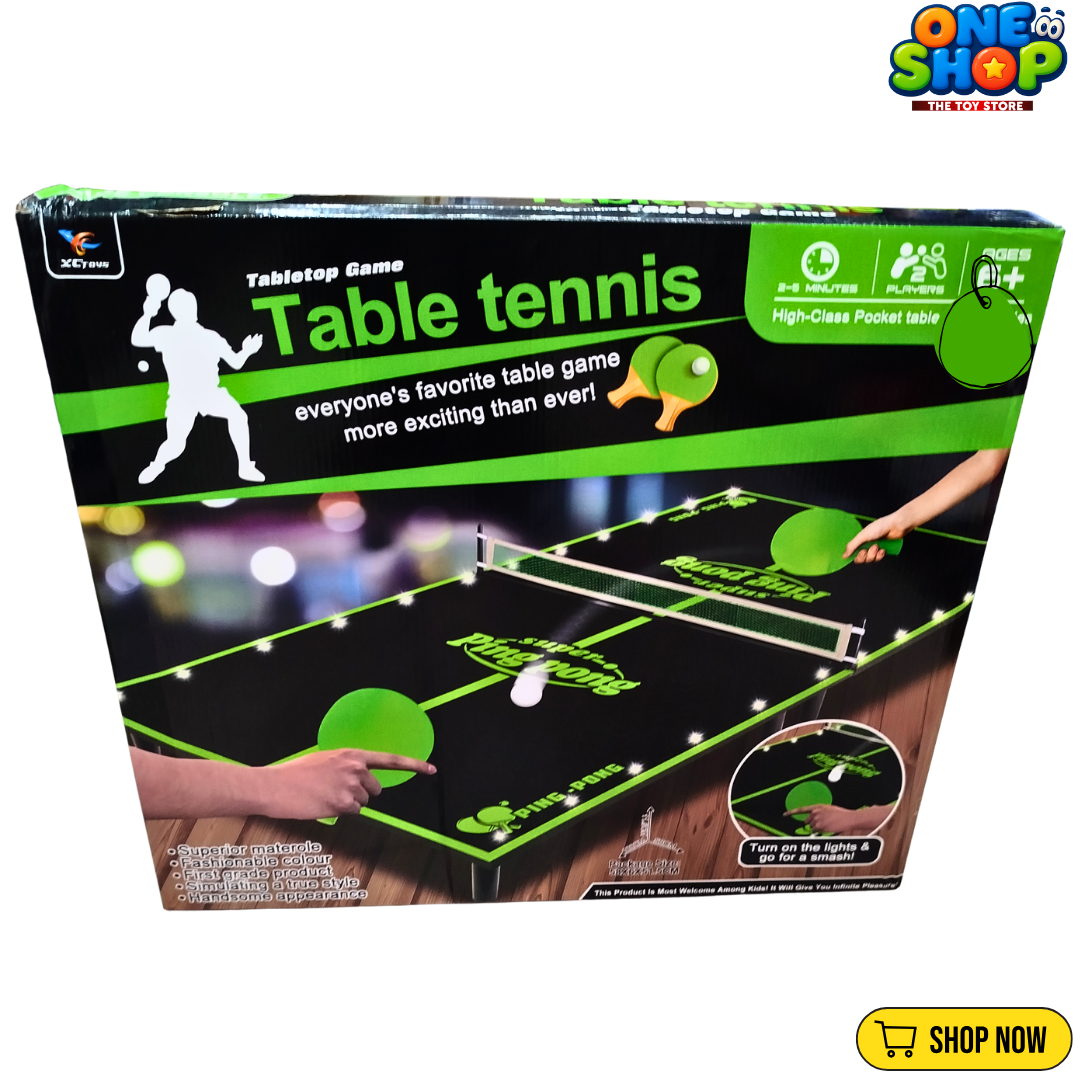 LED Table Tennis Game Set for Kids – Light-Up Mini Ping Pong Tabletop Game with Paddles & Balls | Interactive Family Sports Toy for Boys & Girls Age 6+