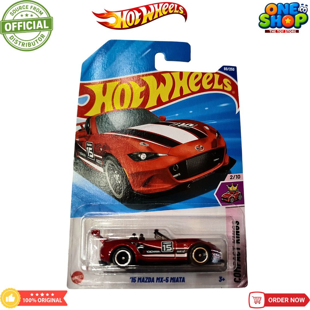 Hot Wheels ’15 Mazda MX-5 Miata Die-Cast Sports Car – Convertible Race Car Toy for Kids & Collectors