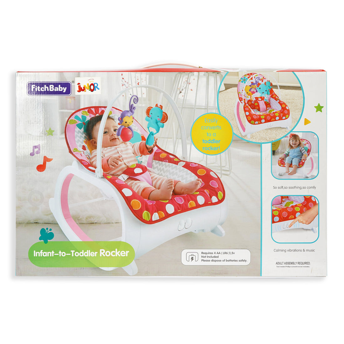 Colorful Infant-to-Toddler Secure Bouncer Rocker with Playful Activity Bar