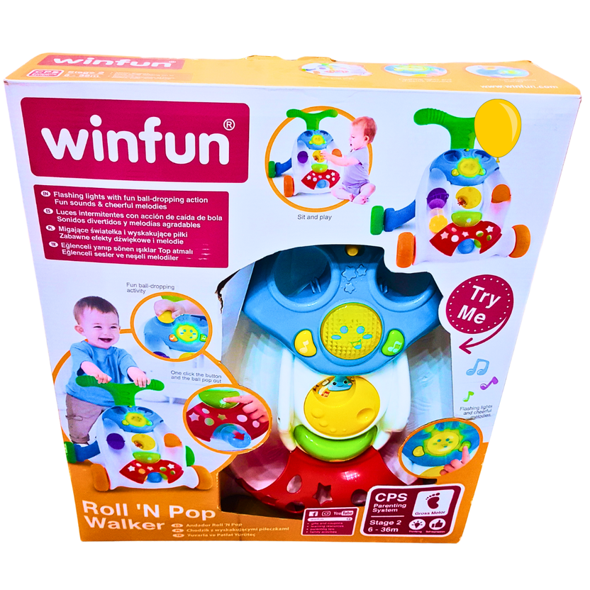 WinFun Roll 'N Pop Walker – Interactive Learning & Walking Aid for Babies | Lights, Sounds & Ball-Dropping Fun | 6-36 Months Main image