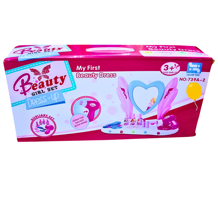My First Beauty Dress-Up Set for Girls – Interactive Vanity Play Set with Hairdryer and Makeup Accessories for Kids Main image