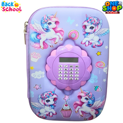 Unicorn Pencil Pouch for Girls – Cute School Stationery Organizer with Built-in Calculator | Back to School Must-Have