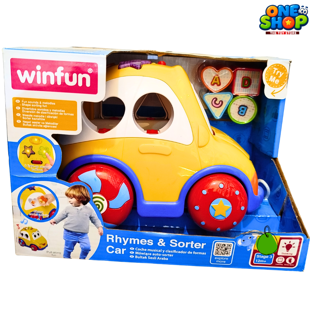 Winfun Rhymes & Sorter Car for Toddlers – Musical Shape Sorting Toy Car with Lights, Sounds & Pull Along Fun