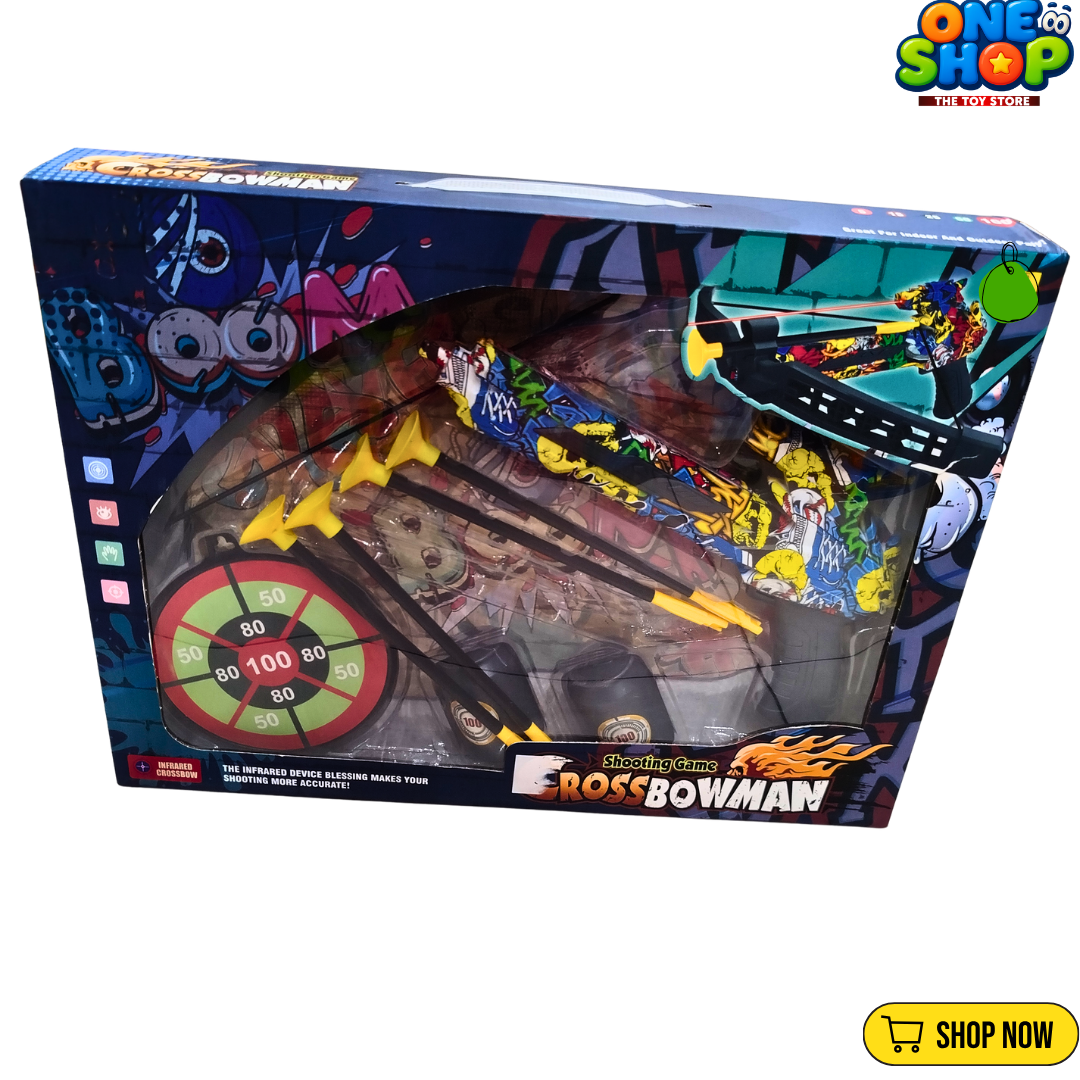 Cross Bow Archery Shooting Game Set for Kids – Toy Bow & Arrow Target Game with Suction Cup Arrows | Indoor & Outdoor Sports Toy for Boys & Girls