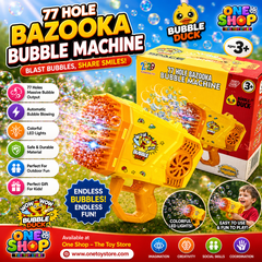 77 Hole Bazooka Bubble Machine Gun for Kids | Automatic Bubble Blaster with LED Lights | Bubble Duck Bubble Maker Toy for Boys & Girls 3+