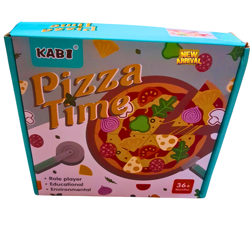 Pizza Making Toy Set for Kids – Wooden Pretend Play Pizza Time Game | Educational Role Play Food Set for Ages 3+ Main image