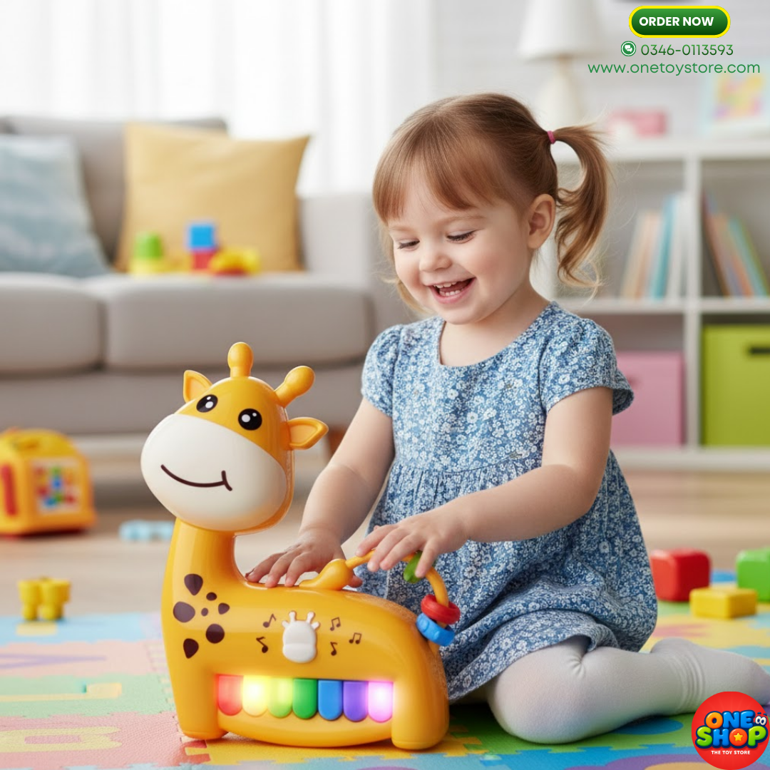 Giraffe Musical Piano Toy for Babies – Light & Sound Learning Toy | Educational Animal Keyboard (Each Sold Separately)