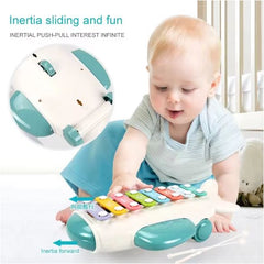 8-Key Kids Xylophone Toy Airplane Shape with Pair of Mallets for Early Musical Educational