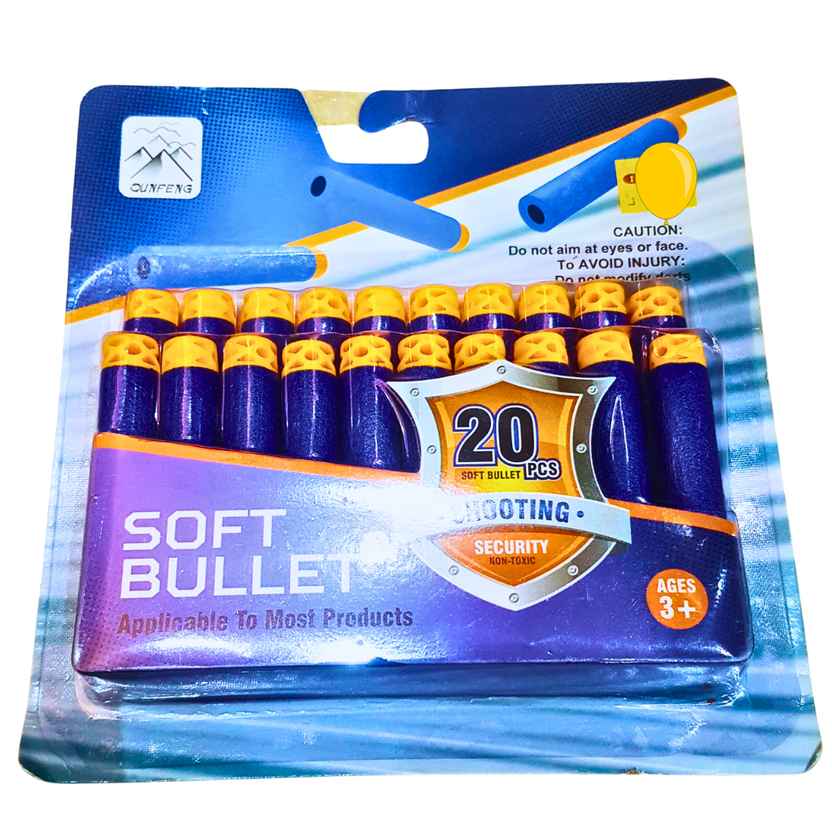 20-Piece Soft Bullet Foam Dart Refill Pack – Non-Toxic & Safe for Blaster Guns | Ages 3+ Main image