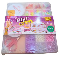 DIY Beaded Bracelet & Necklace Making Kit for Girls – Arts & Crafts Jewelry Set with Colorful Beads, String, and Scissors (Ages 3+)