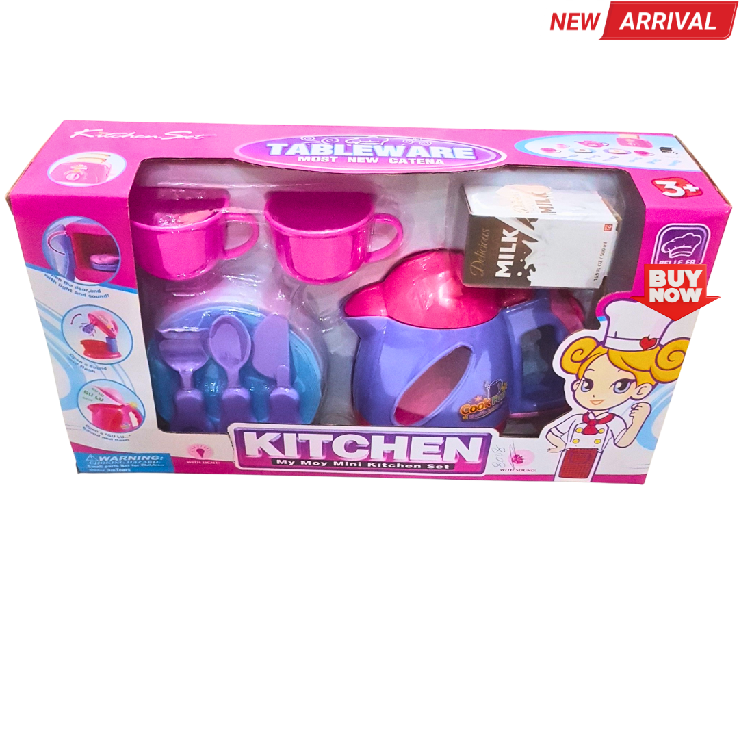 🍽️ Mini Kitchen Play Set for Kids – Toy Tableware, Cups, Kettle & Utensils (Age 3+) Main image