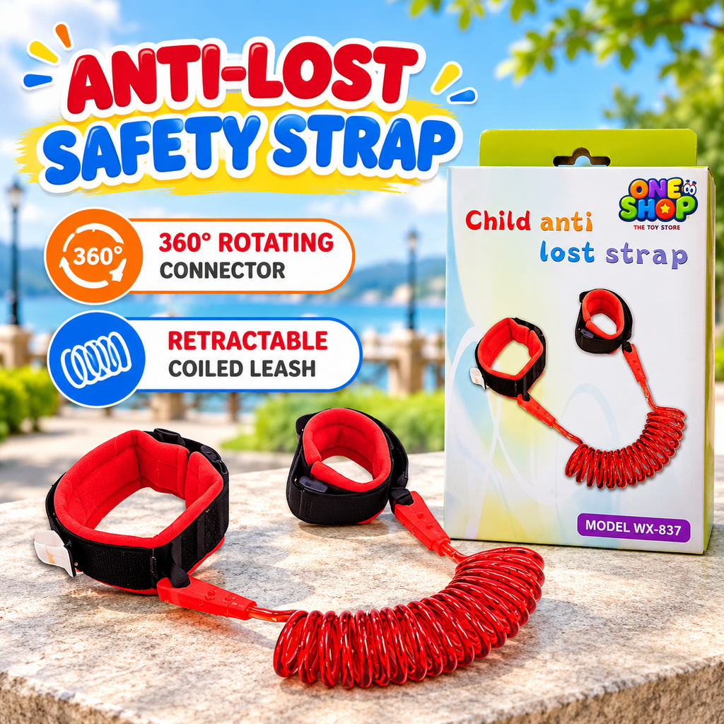 Child Anti-Lost Wrist Strap WX-837 – Adjustable Parent & Child Safety Walking Harness with 360° Rotating Connector and Retractable Coiled Leash