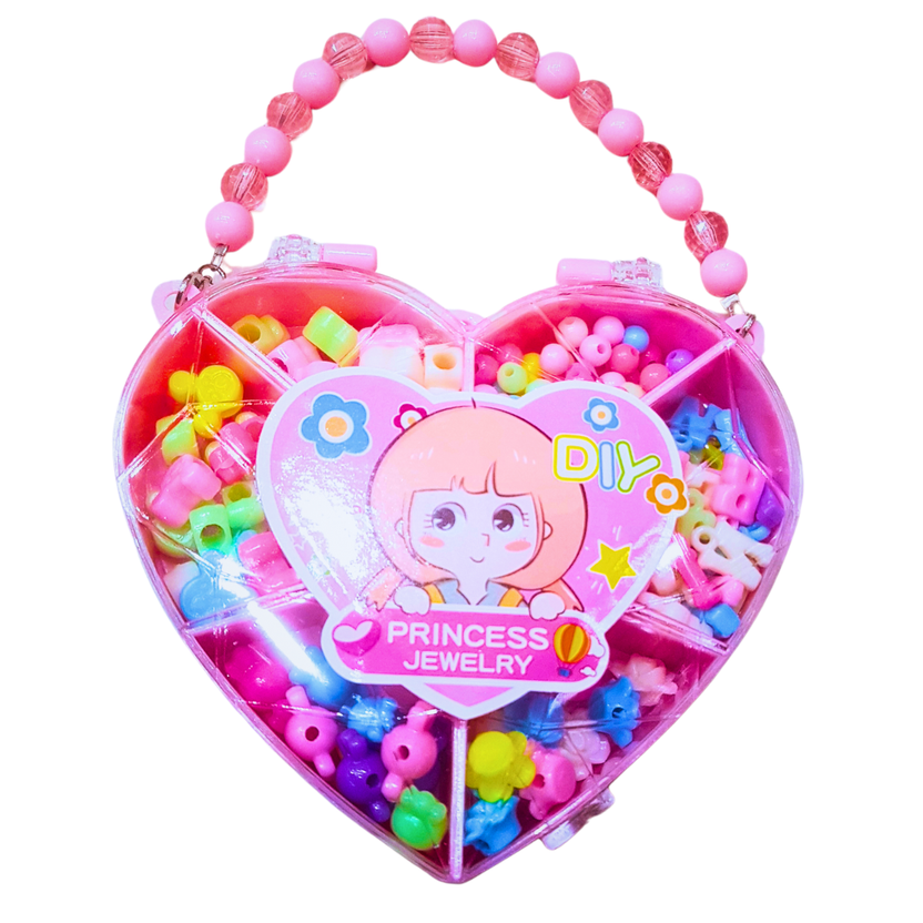 DIY Princess Jewelry Beads Set – Heart-Shaped Craft Box for Girls | Make Your Own Bracelets & Necklaces (Age 3+) Main image