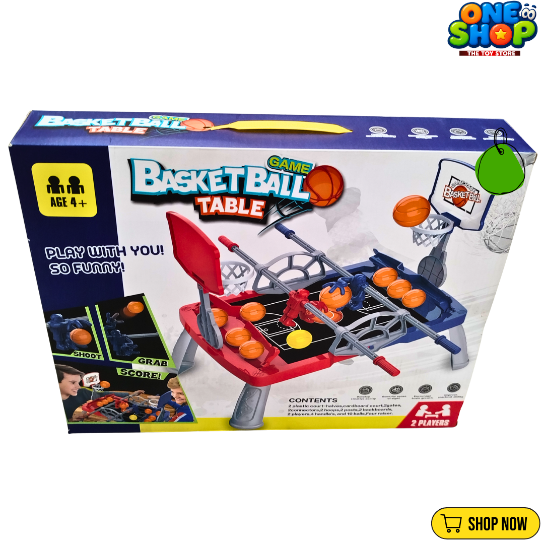 2-Player Basketball Table Game for Kids – Interactive Desktop Basketball Shooting Competition Set with Hoops & Balls | Family Sports Board Game Age 4+