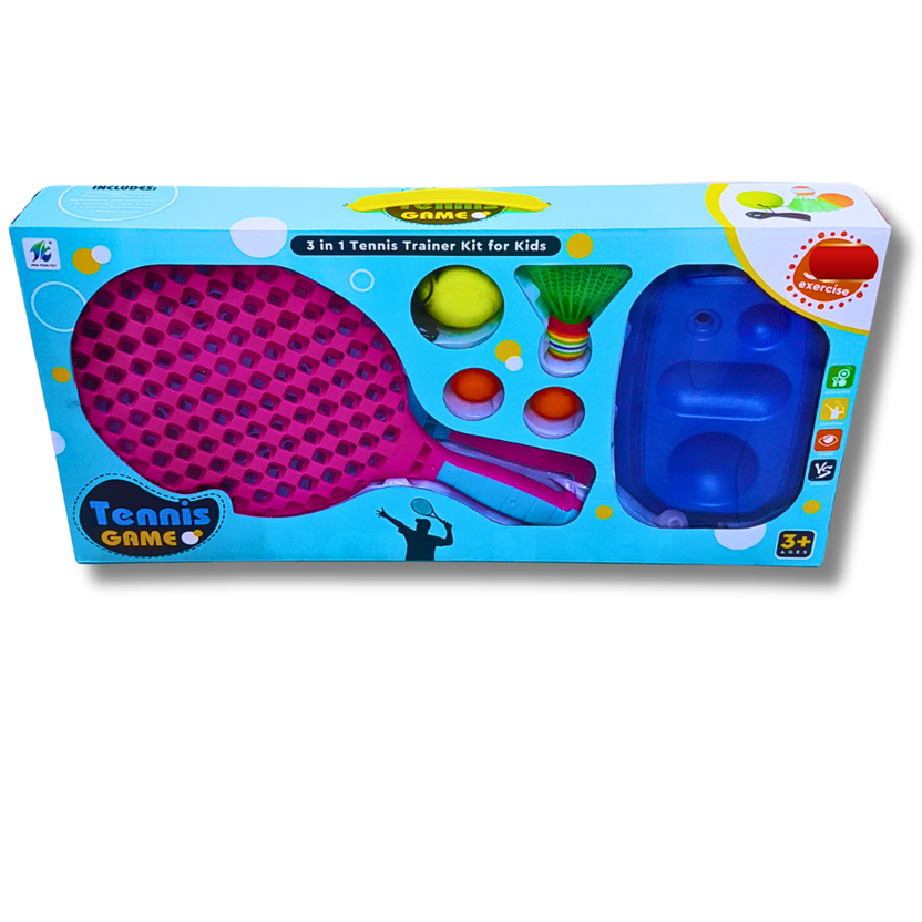 3-in-1 Tennis Trainer Kit for Kids (Ages 3+) – Tennis, Badminton & Ball Training Play Set Main image