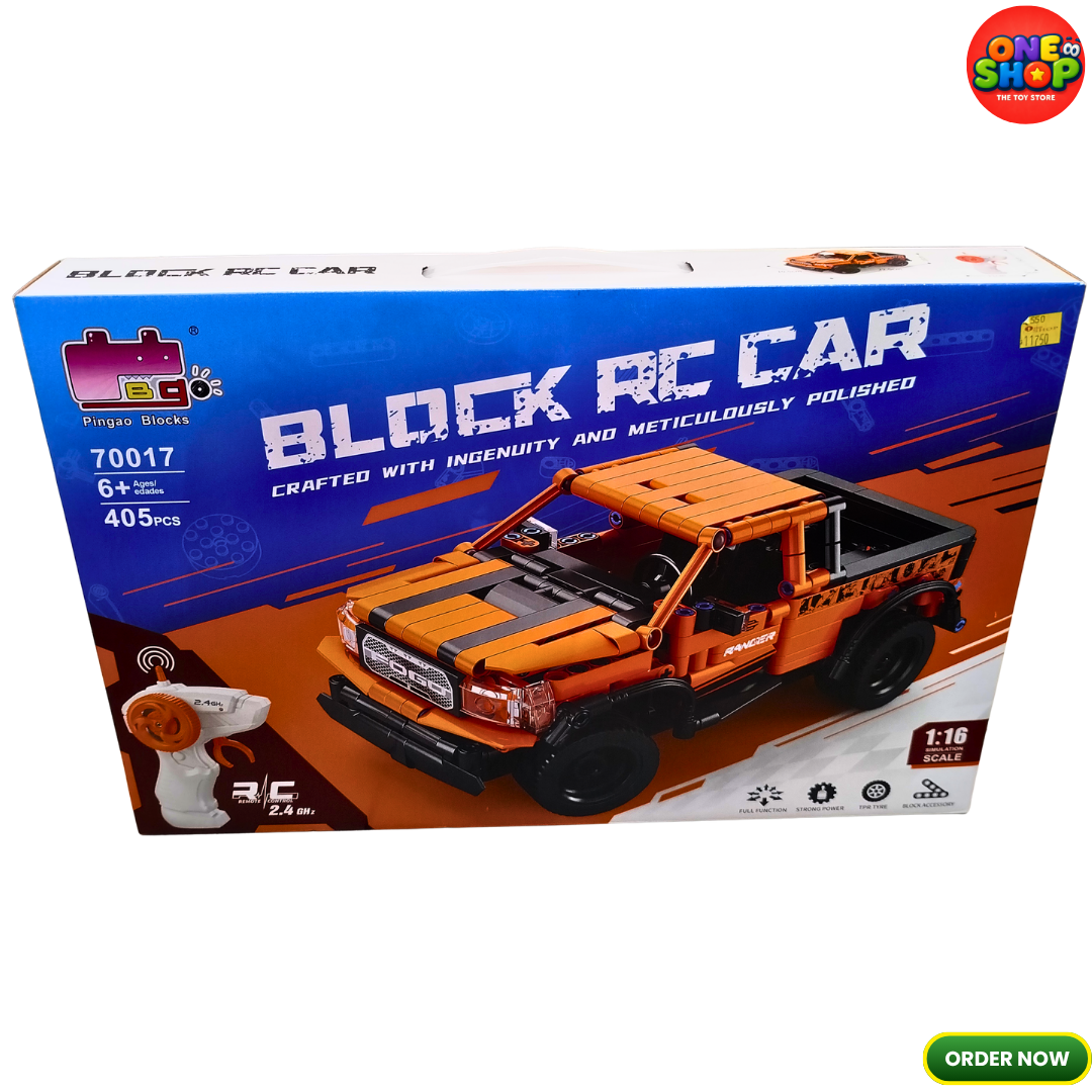 Pingao Blocks RC Pickup Truck Building Set – 405 Pieces Remote Control Construction Vehicle with 2.4GHz Controller | 1:16 Scale RC Car for Kids 6+ | Model 70017 Secondary image