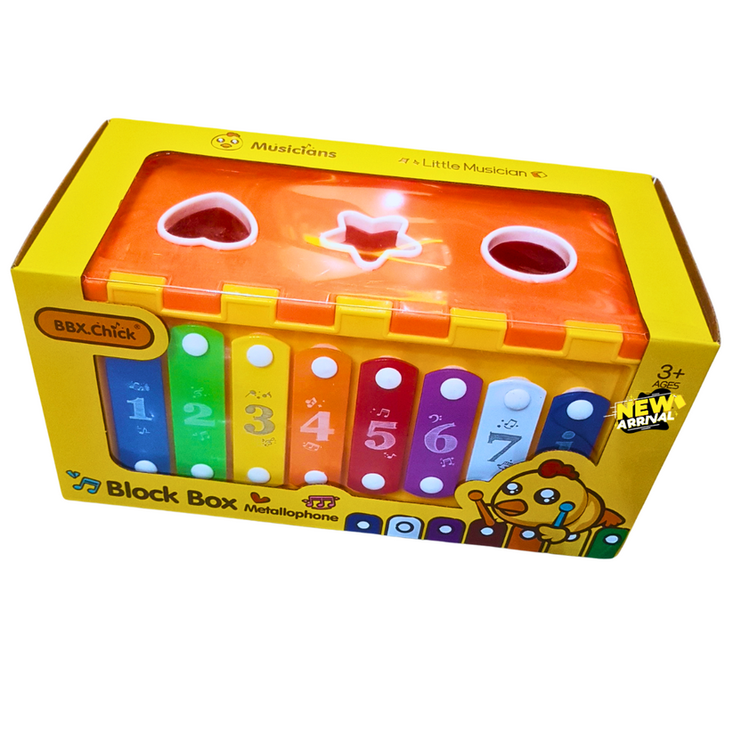 Colorful Xylophone Toy for Kids – BBX Chick Block Box Metallophone with Shape Sorter (Age 3+) Main image