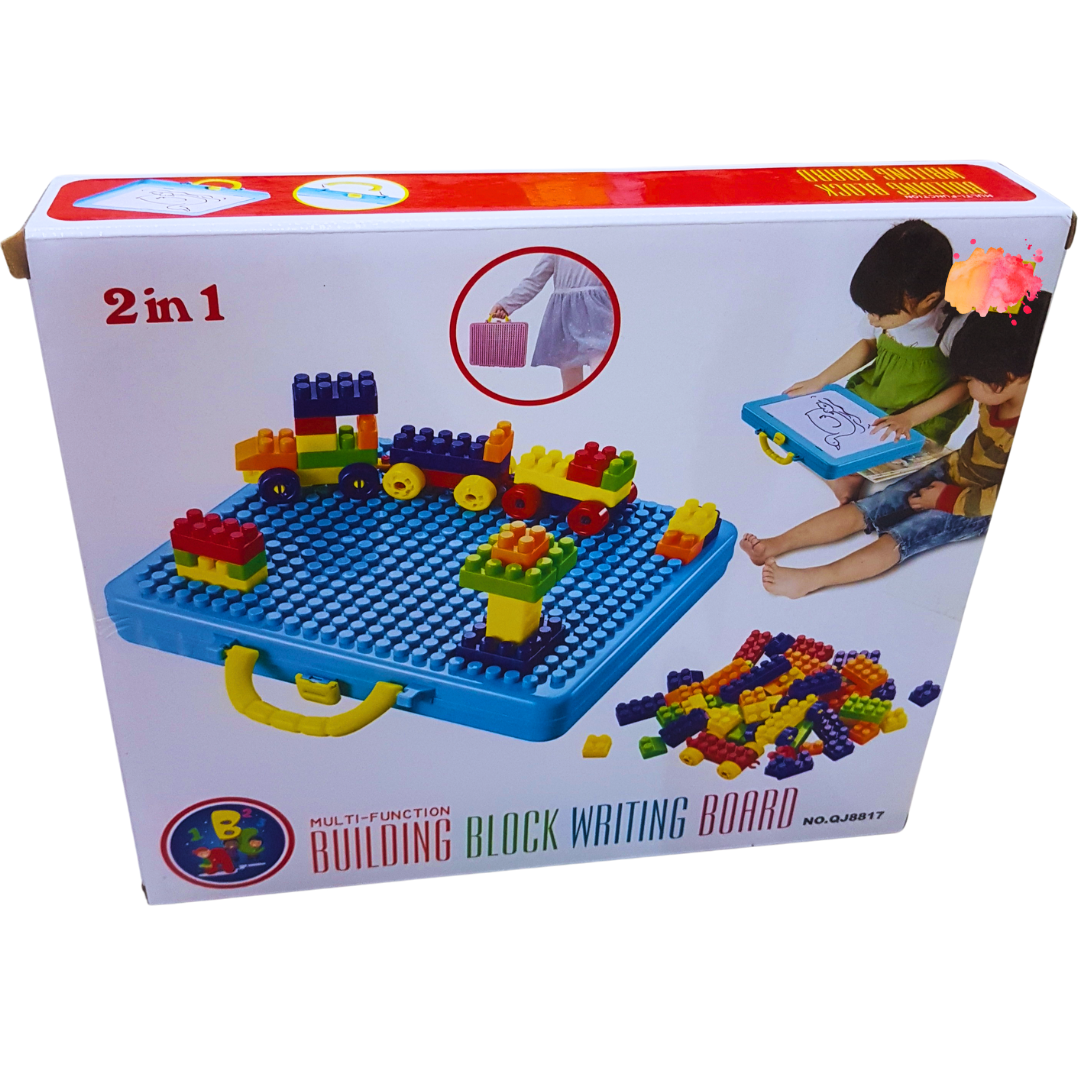 2-in-1 Multi-Function Building Block Writing Board for Kids - Creative Construction and Drawing Set