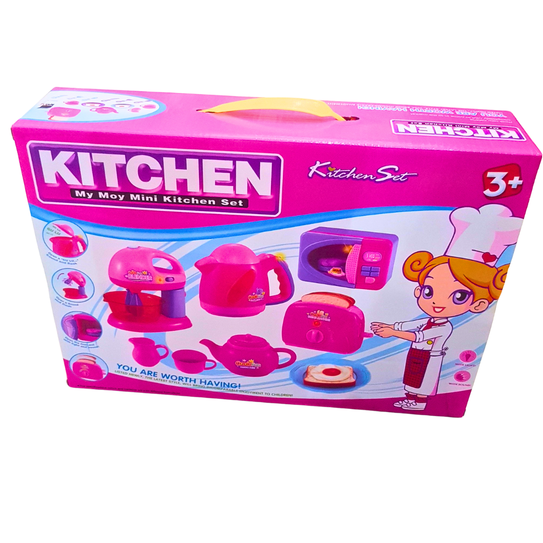 Deluxe My Moy Mini Kitchen Set for Kids – Pretend Play Kitchen Toys with Blender, Kettle & Accessories – Light & Sound – Ages 3+