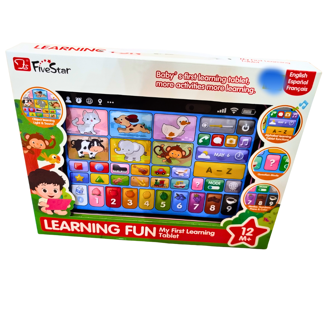 📚 FiveStar Learning Fun Tablet Toy for Toddlers – My First Educational Tablet with Light & Sound, ABC, Animals & Numbers | 12+ Months