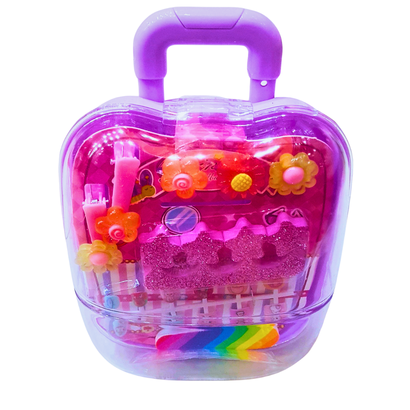 Girls Makeup & Beauty Accessories Set in Heart Case – Pretend Play Salon Kit with Hair Clips & Rings (Age 3+) Main image