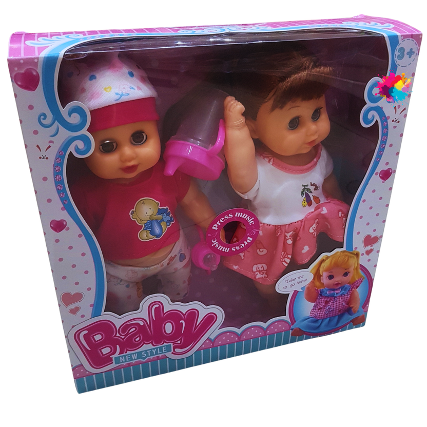 Baby New Style Twin Dolls Set - Interactive Musical Dolls with Accessories for Kids (Ages 3+) Main image