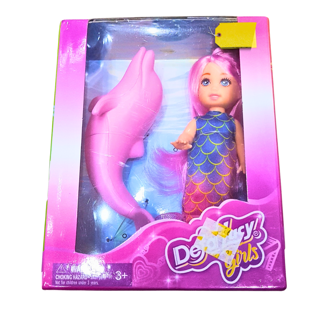 Defa Lucy Mermaid Doll with Pink Dolphin – Vibrant Underwater Fantasy Playset (3+)