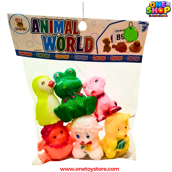 Animal World Soft Squeaky Animal Toy Set – 6PCS Sensory Bath & Squeeze Toys for Babies and Toddlers | Non-Toxic Educational Animal Play Set 3+ Years
