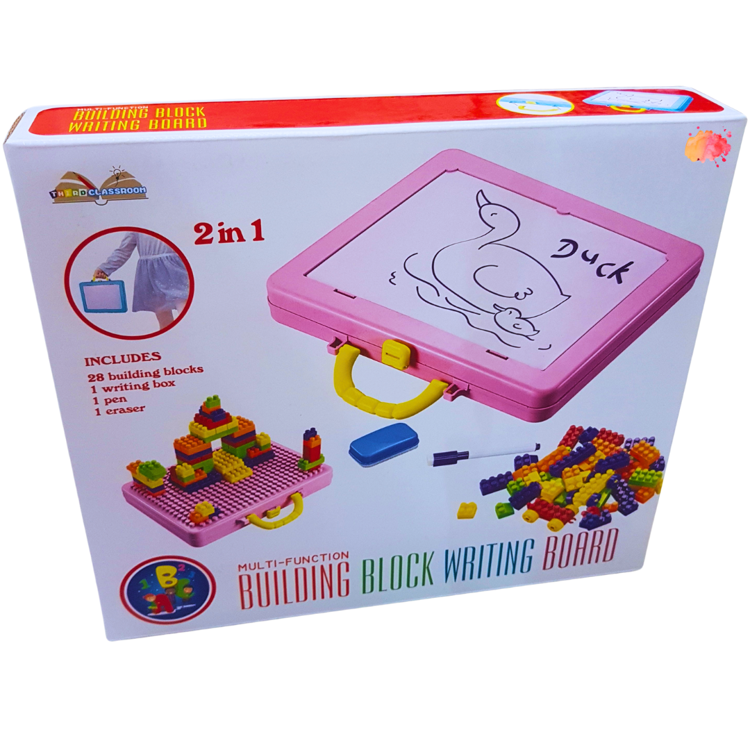 2-in-1 Multi-Function Building Block Writing Board for Kids - Creative Construction and Drawing Set