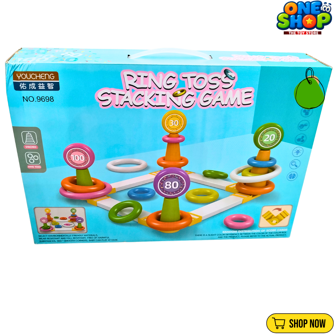 Ring Toss Stacking Game for Kids – Colorful Ring Throw & Score Board Game | Educational Indoor Outdoor Family Fun Toy for Boys & Girls