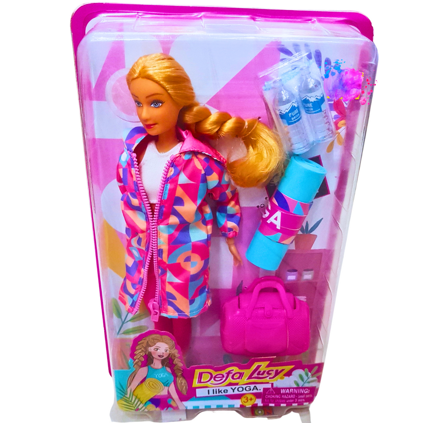 Defa Lucy Yoga Playset – Fitness Doll with Yoga Mat, Water Bottles, and Gym Bag – Perfect Gift for Girls 3+ Main image