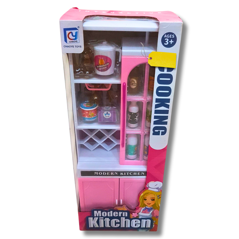 Modern Kitchen Toy Cabinet for Kids - Pretend Play Kitchen Set with Accessories and Storage (Ages 3+) Main image