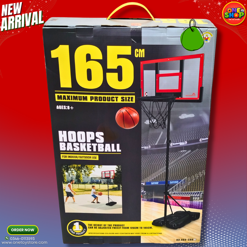 165CM Adjustable Basketball Hoop Stand – Indoor & Outdoor Kids Basketball Set (Ages 6+) in Pakistan Main image