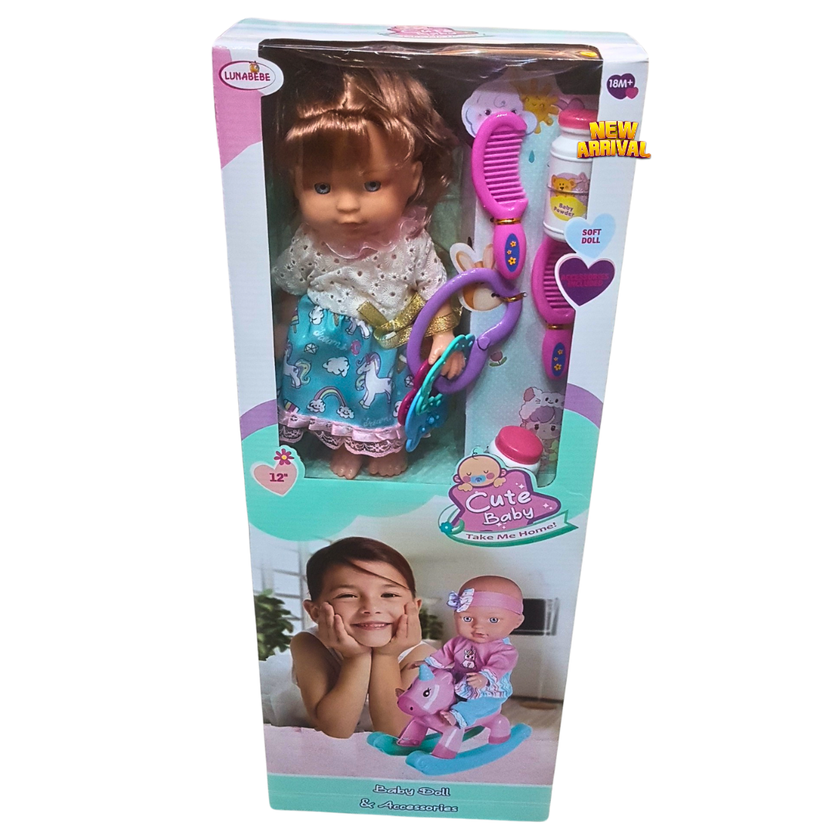 Cute Baby Doll with Accessories – 12-Inch Soft Doll Playset for Girls Ages 18+ Months Main image
