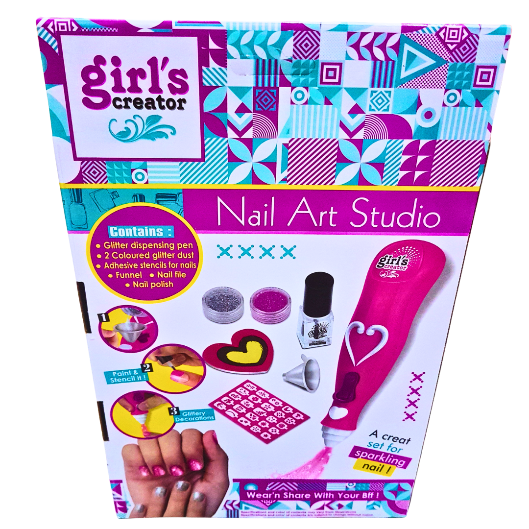 Girls Creator 2-in-1 Tattoo & Nail Art Set | Creative Beauty Kit for Kids with 3 Colour Combinations & 6 Colour Chalks Secondary image