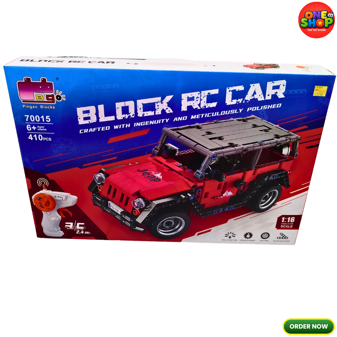 Pingao Blocks RC Jeep Building Set – 410 Pieces Remote Control Off-Road Vehicle Construction Toy with 2.4GHz Controller | 1:16 Scale RC Car for Kids 6+ | Model 70015