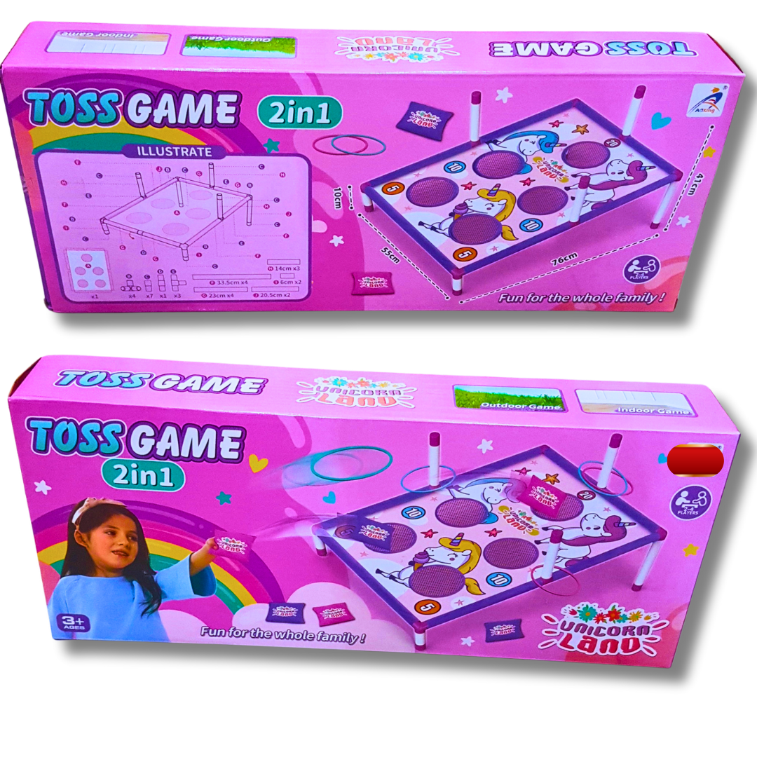 2-in-1 Toss Game Unicorn Land Set for Kids (Ages 3+) – Indoor & Outdoor Fun Ring and Bean Bag Toss Toy Secondary image